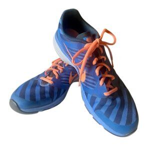 Nike Dual Fusion Running Shoe Blue Stripes Size 8.5